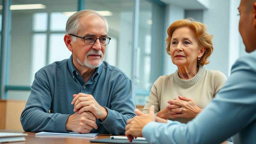 older couple discussing social security for retirement security with a professional