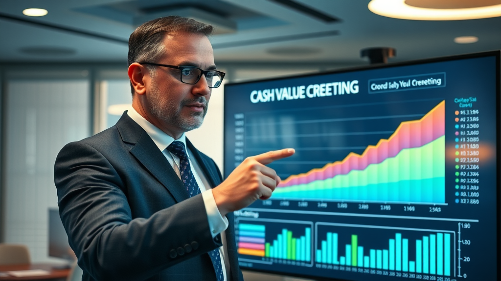 Advisor explains color-coded cash value growth chart for indexed universal life insurance (IUL benefits)