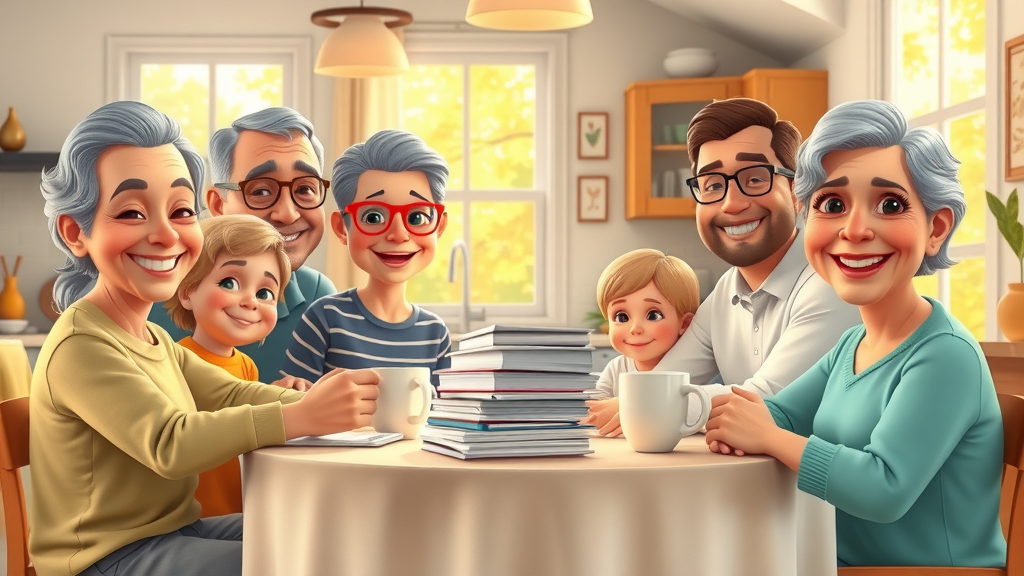 multigenerational family discussing burial insurance quotes in sunny kitchen