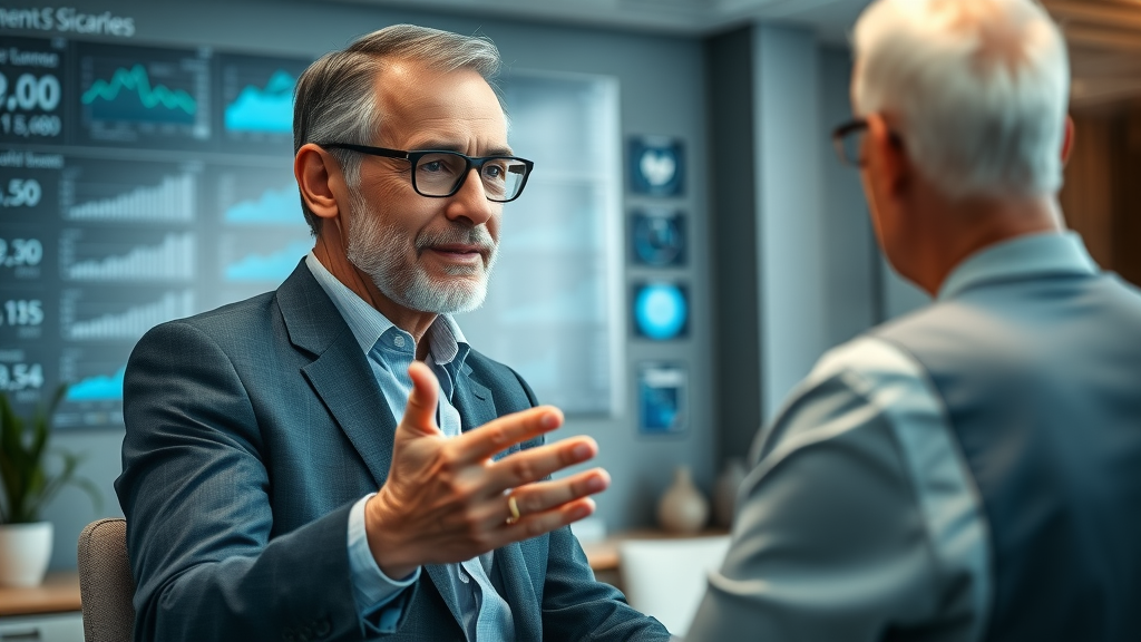experienced financial advisor guiding clients through retirement income solutions plan