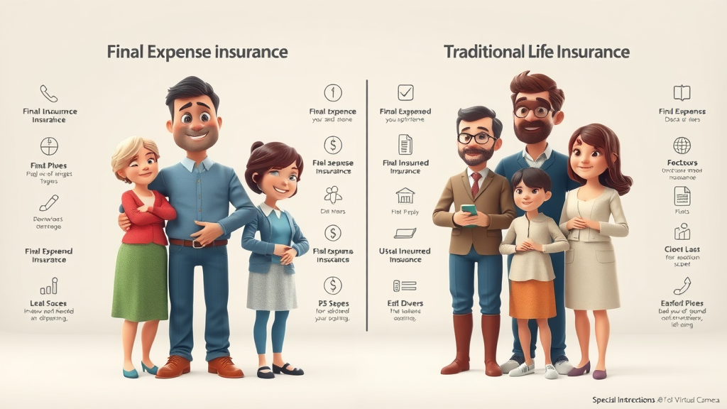 split-view diagram comparing final expense insurance and traditional life insurance