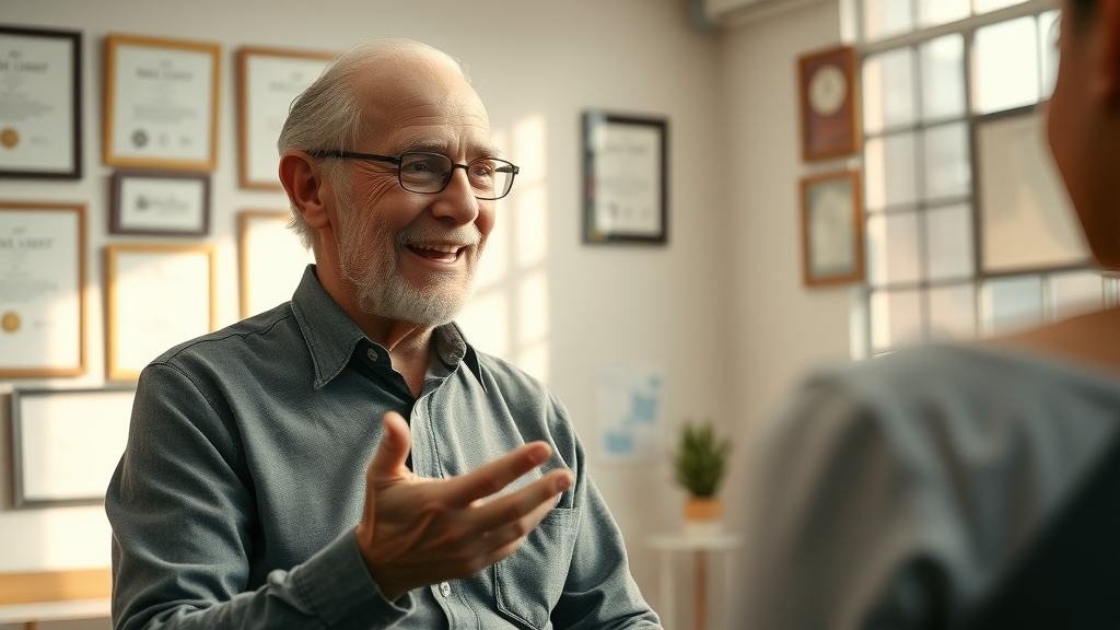 motivated elderly man discussing life insurance options with professional advisor for elderly