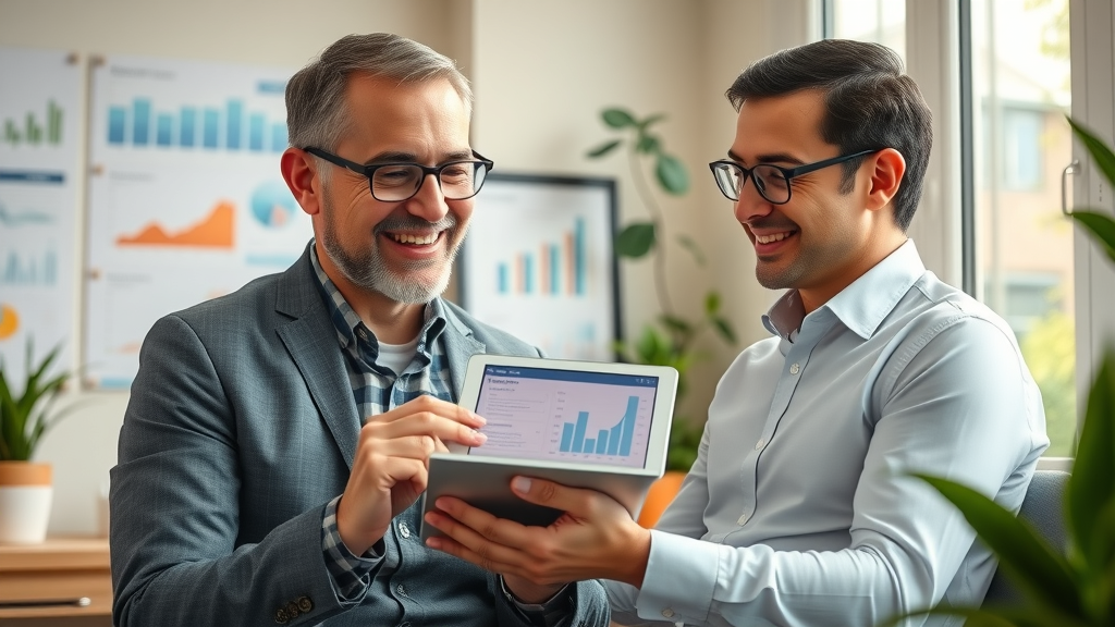 financial advisor guiding small business owner through retirement plan options