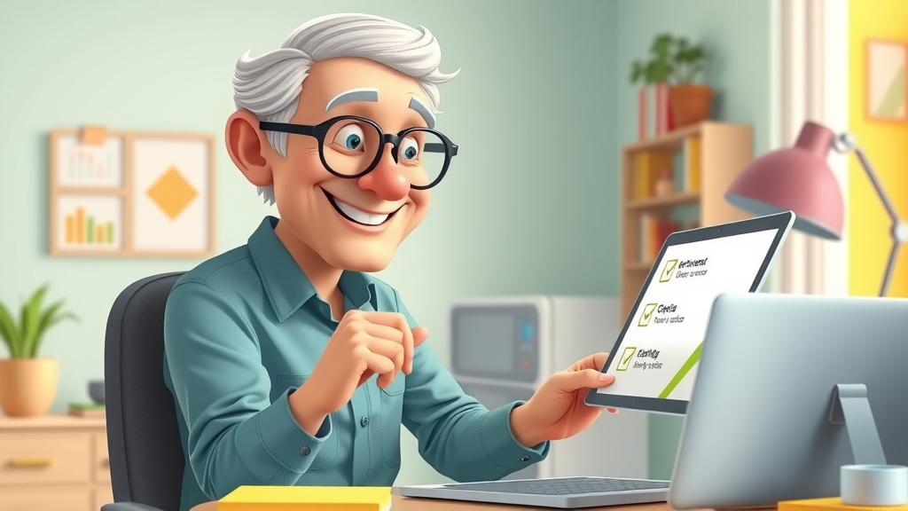 organized retiree using checklist to choose retirement income solution