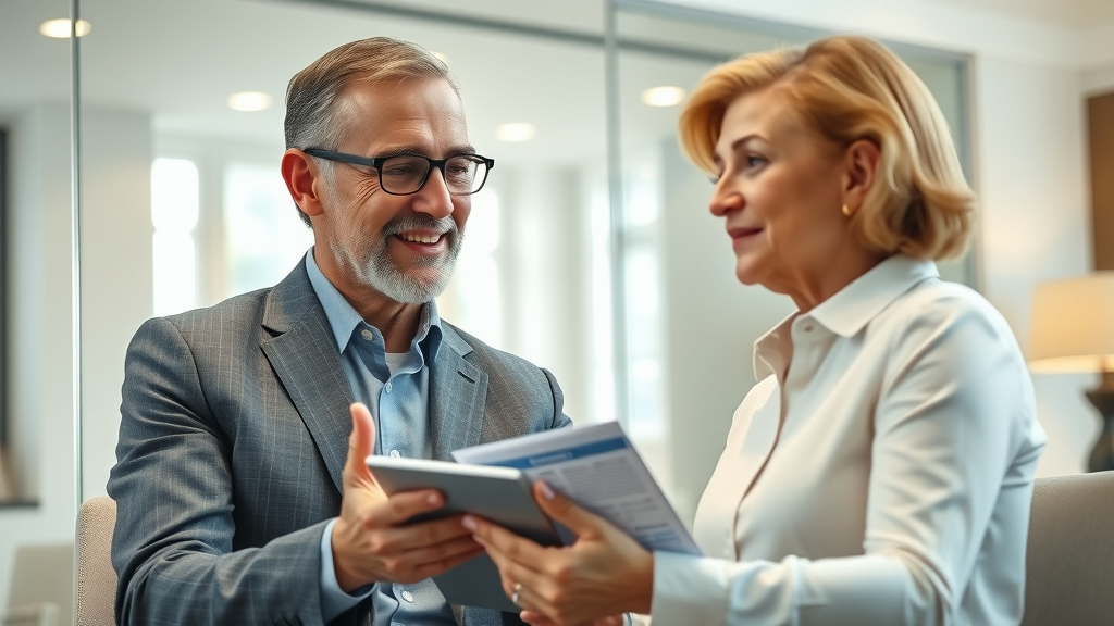 financial advisor explaining retirement plans to client for funding retirement success