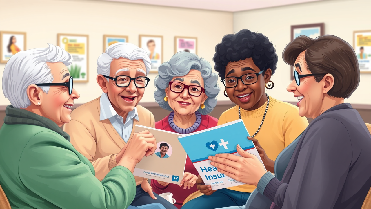group of seniors discussing Medicare Medicaid and private senior insurance eligibility options