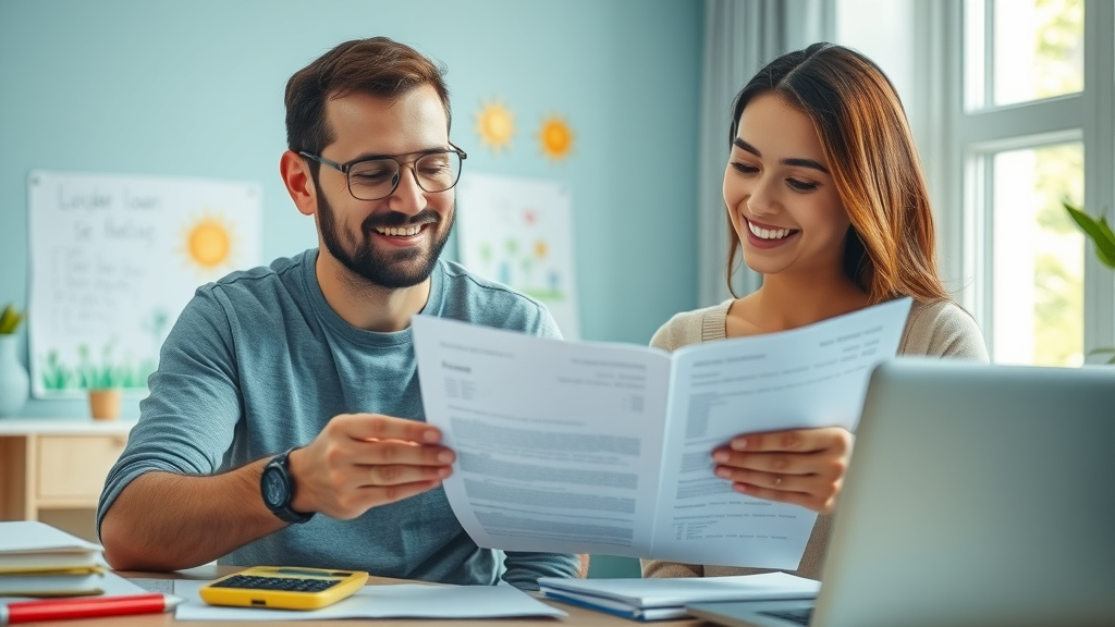 Family financial planning young parents reviewing student loan statements and future education plans