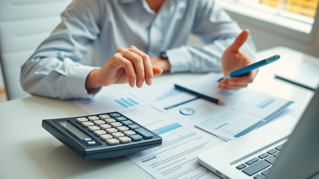 Individual using calculator and insurance app to optimize IUL policy benefits