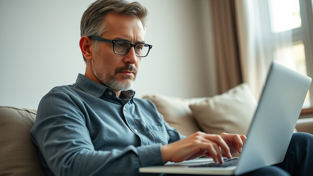 man evaluating disability income insurance for di retirement security on laptop