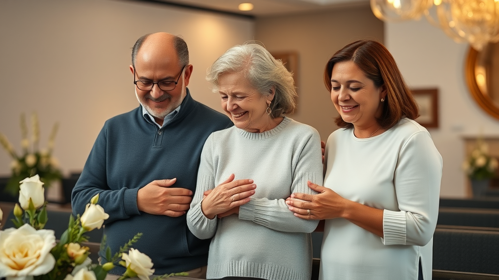 final expense insurance for funeral costs - family comforting each other at a tasteful memorial service