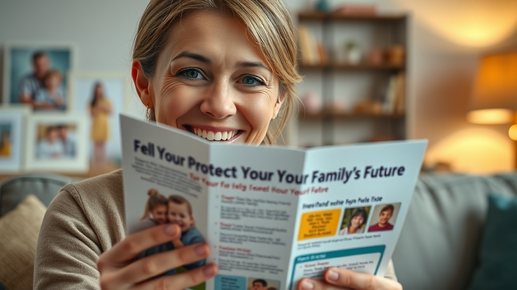 person holding insurance policy brochure, protect your family’s future