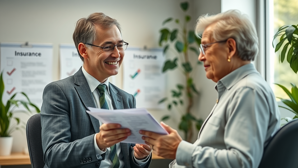 insurance agent advising senior on checklist for senior insurance eligibility documents
