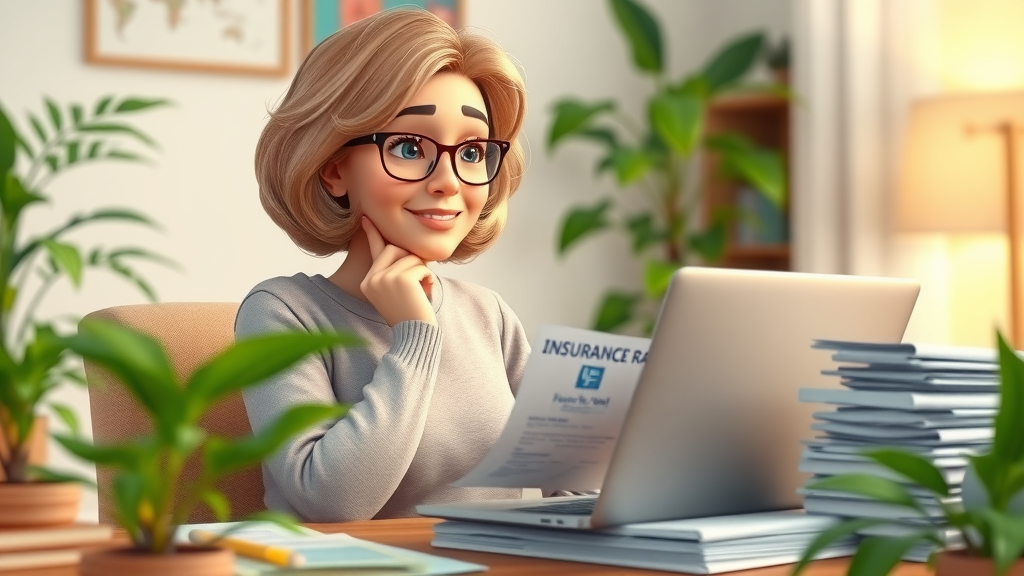 final expense insurance woman comparing quotes on laptop at home office