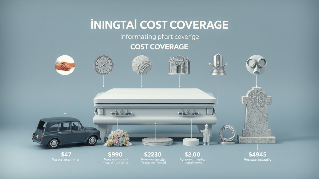 funeral cost items and burial insurance for seniors, casket, hearse, headstone, service items, respectful mood