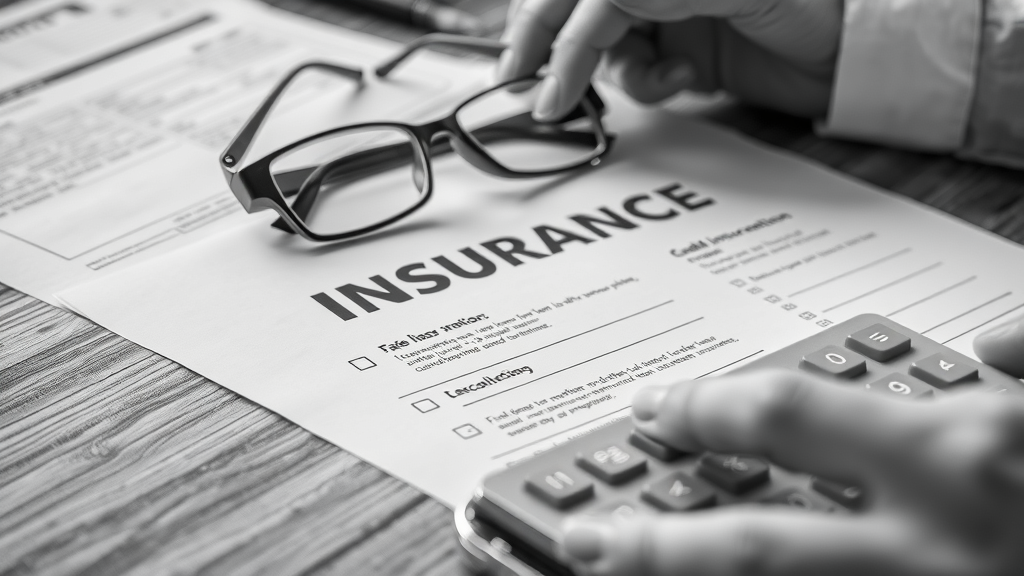 Closeup of insurance policy documents and cost calculations (IUL benefits)