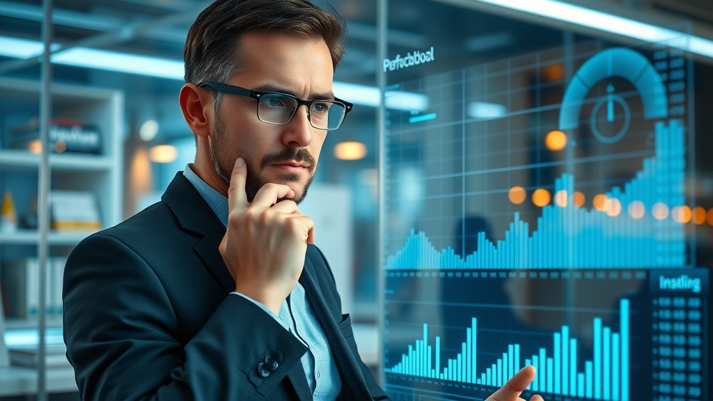 Tech-savvy financial planner analyzing indexed account strategies on interactive display | indexed universal life growth strategies