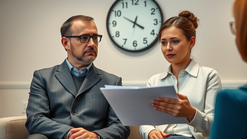 expense policy waiting period - couple listening to insurer
