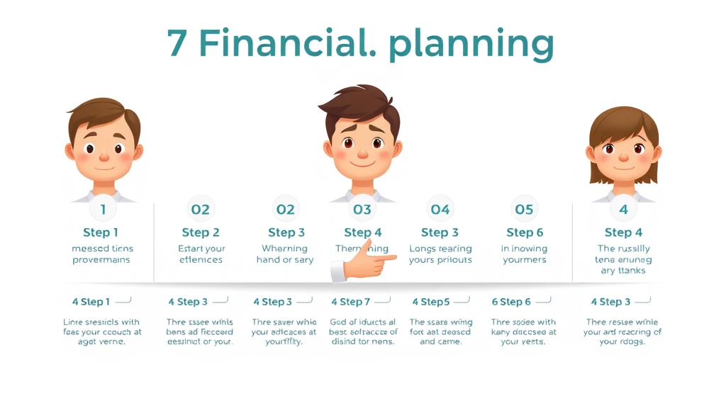 entrepreneur financial strategies infographic 7 steps of financial planning cartoon workflow icons