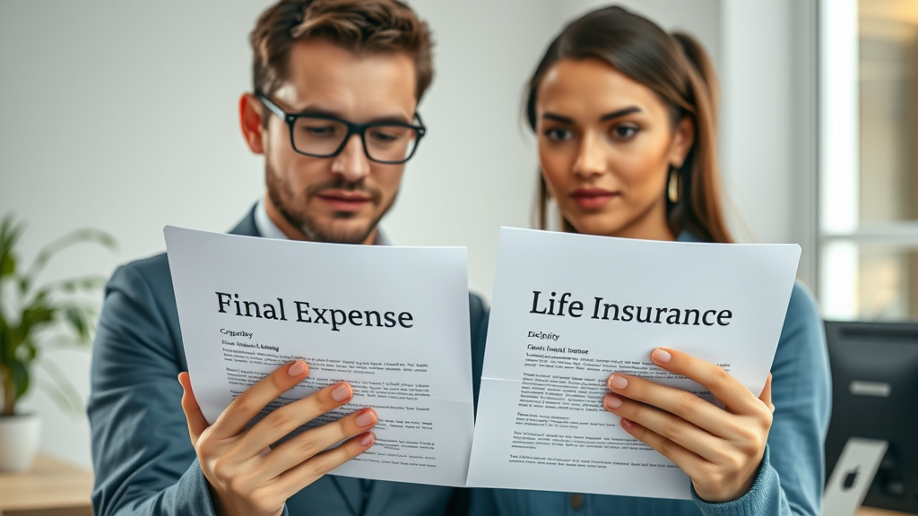 final expense insurance vs life insurance paperwork compared in a modern office