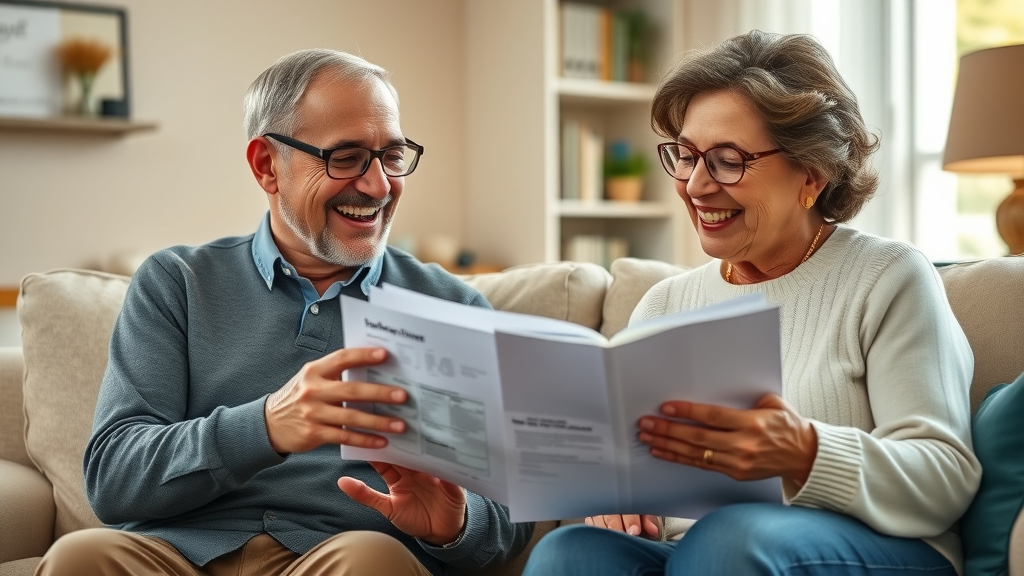 optimistic diverse seniors reviewing funding retirement strategies together in a cozy home setting