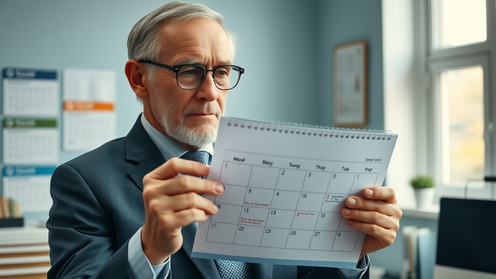 elderly man checking calendar for senior insurance eligibility enrollment period