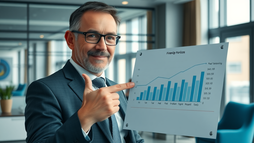 fixed premiums in final expense policy - financial advisor pointing to a chart displaying fixed premium rates