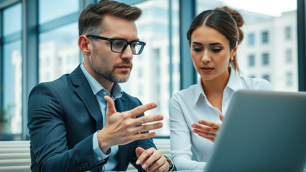 Entrepreneur and financial planner strategizing IUL policies in office (IUL benefits)