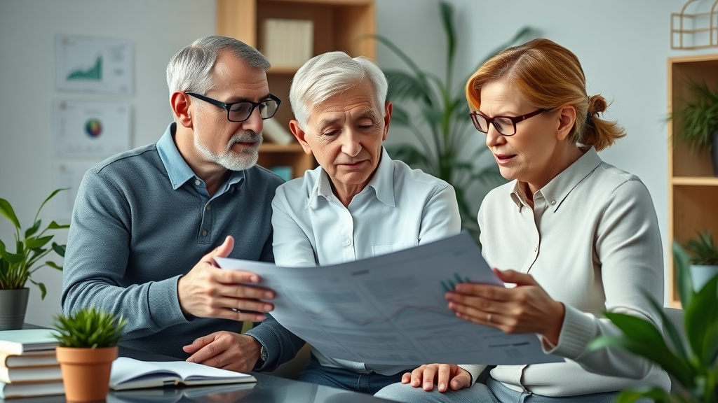Mature couple building and preserving retirement wealth with a financial advisor
