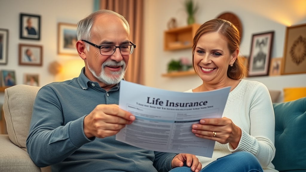 Senior couple reviewing life insurance paperwork with a professional in a cozy home | permanent life insurance value