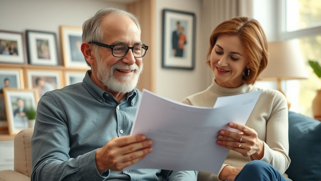 entrepreneur financial strategies relaxed senior entrepreneur planning retirement with spouse family photos home study