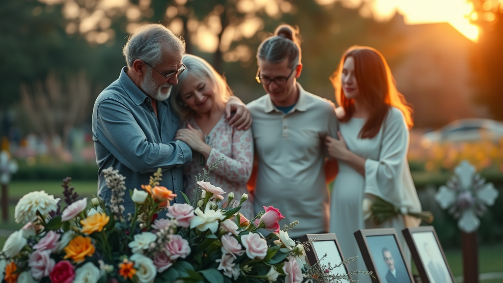 final expense insurance grateful family supporting each other at outdoor memorial
