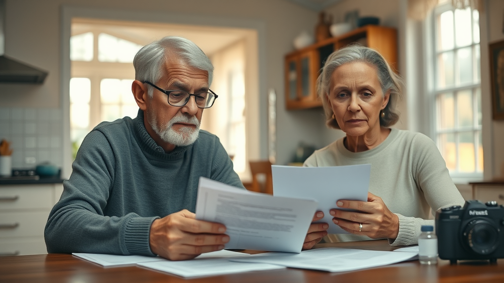 final expense insurance elderly couple reviewing documents
