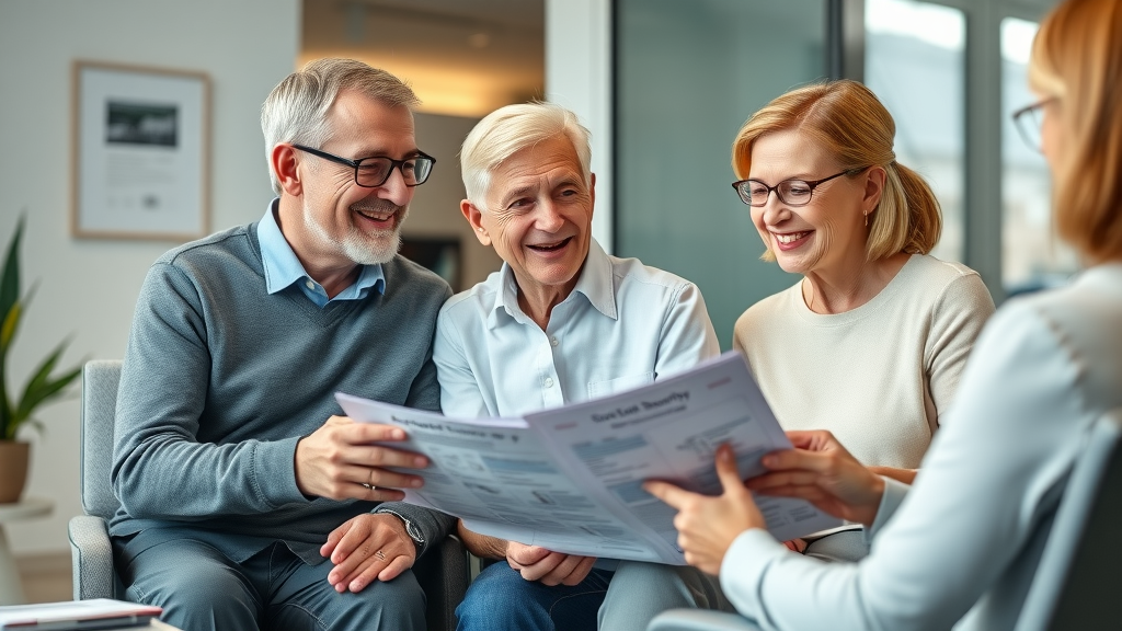 social security, mature couple consulting financial advisor for retirement planning