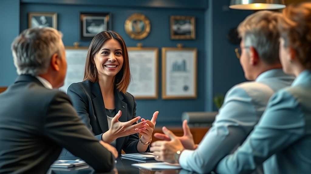 Professional financial advisor answering questions about final expense insurance, small business, retirement planning, FAQs