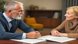 thoughtful funeral insurance, compassionate expression, discussing options, photorealistic, serene setting with family and counselor, highly detailed, legal papers on the table, 24-bit color, diffused warm lighting, shot with a 50mm lens.