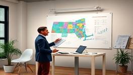 comprehensive massachusetts insurance, professional expression, presenting policy, photorealistic, urban office with state map on the wall, highly detailed, dynamic data on whiteboard, vibrant colors, bright office lighting, shot with a 24-70mm lens.